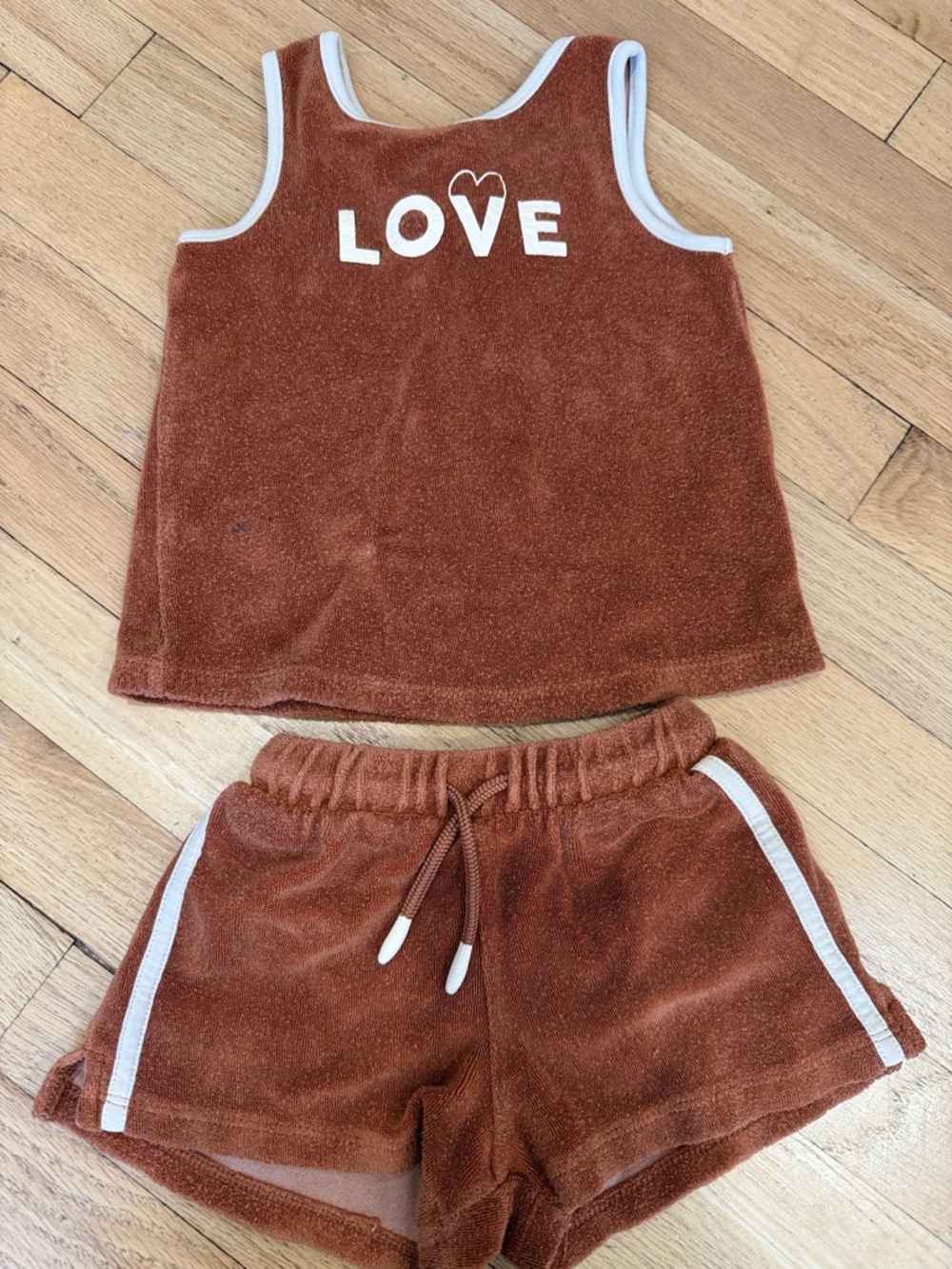 Zara Rust Brown Terry Two-Piece Set with LOVE